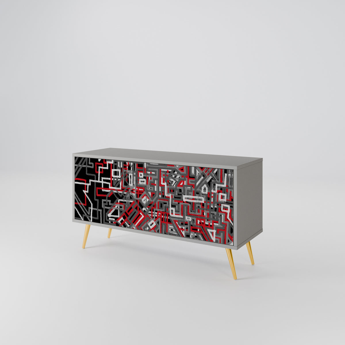 BROKEN LINES Mueble de TV Compacto de 2 puertas