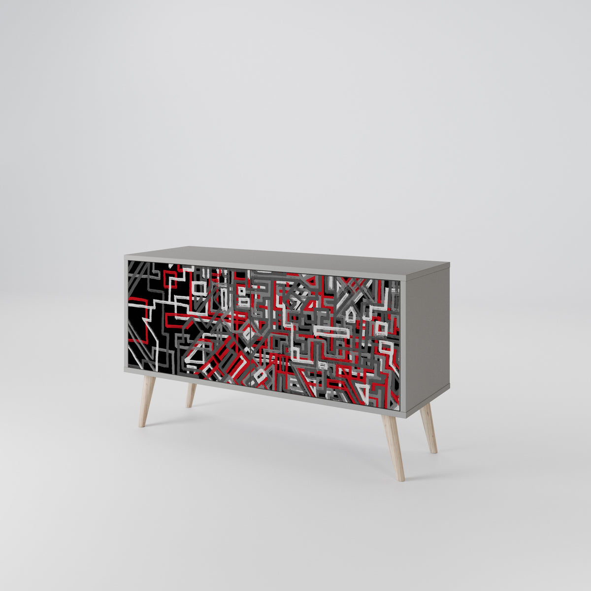 BROKEN LINES Mueble de TV Compacto de 2 puertas