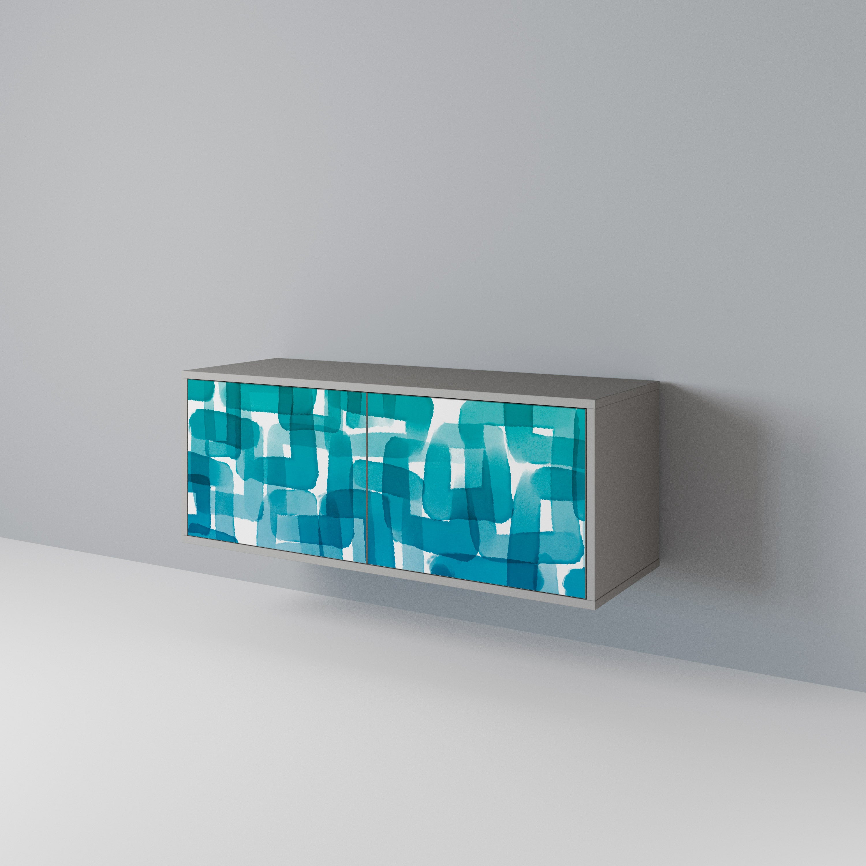 TURQUOISE RECTANGLES Mueble de TV Compacto de 2 puertas