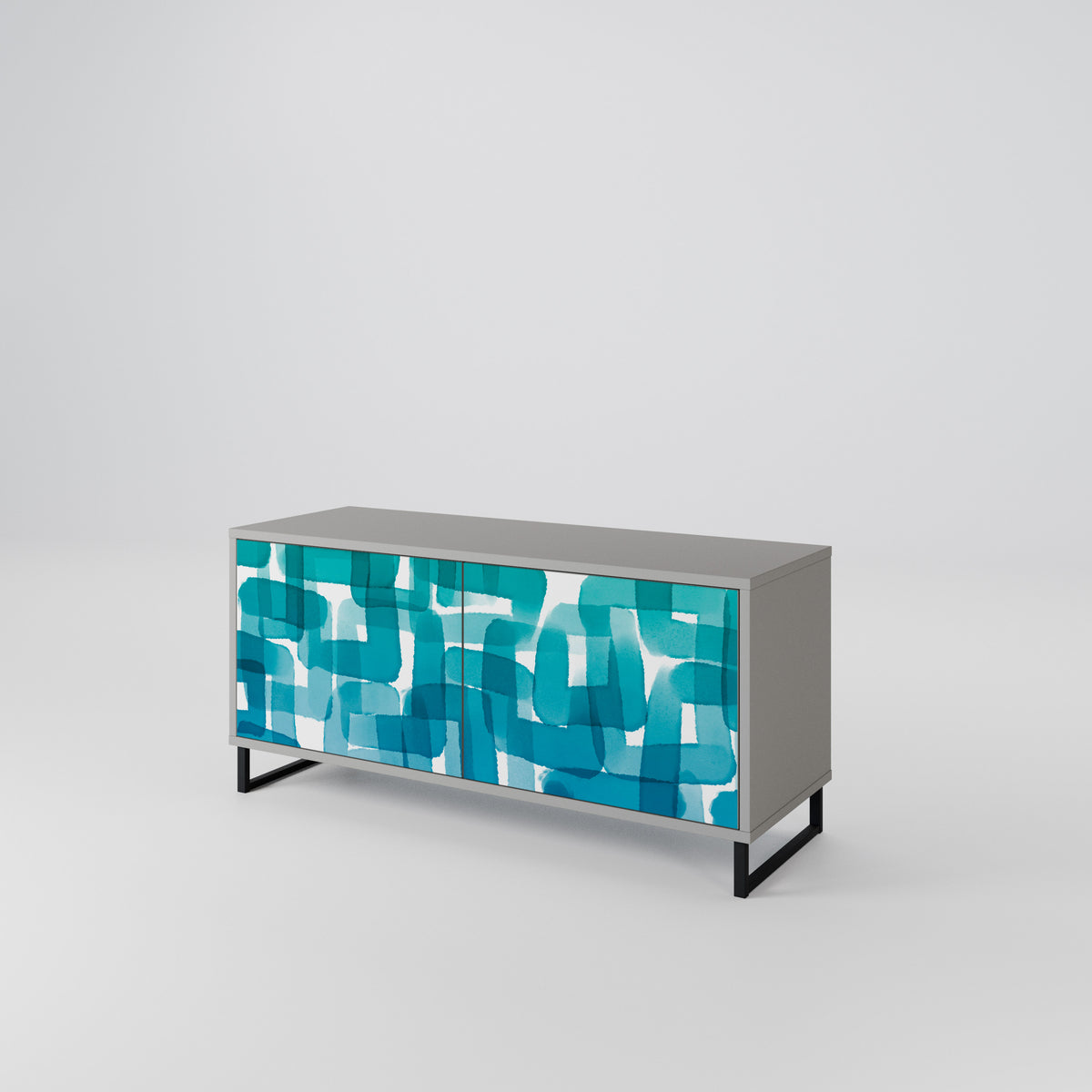 TURQUOISE RECTANGLES Mueble de TV Compacto de 2 puertas