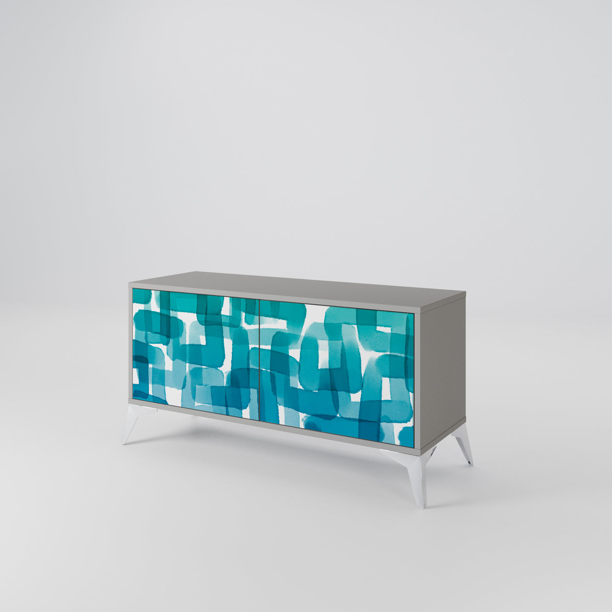 TURQUOISE RECTANGLES Mueble de TV Compacto de 2 puertas