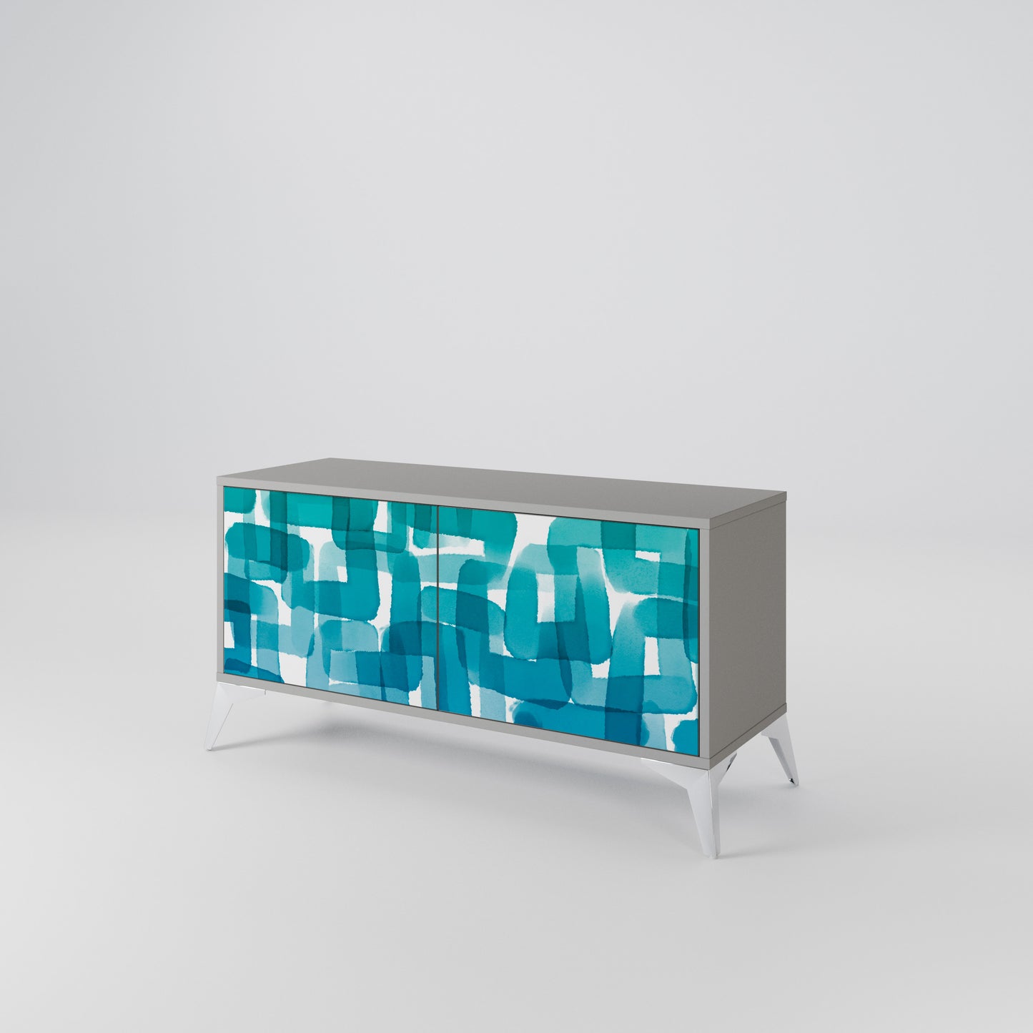TURQUOISE RECTANGLES Mueble de TV Compacto de 2 puertas
