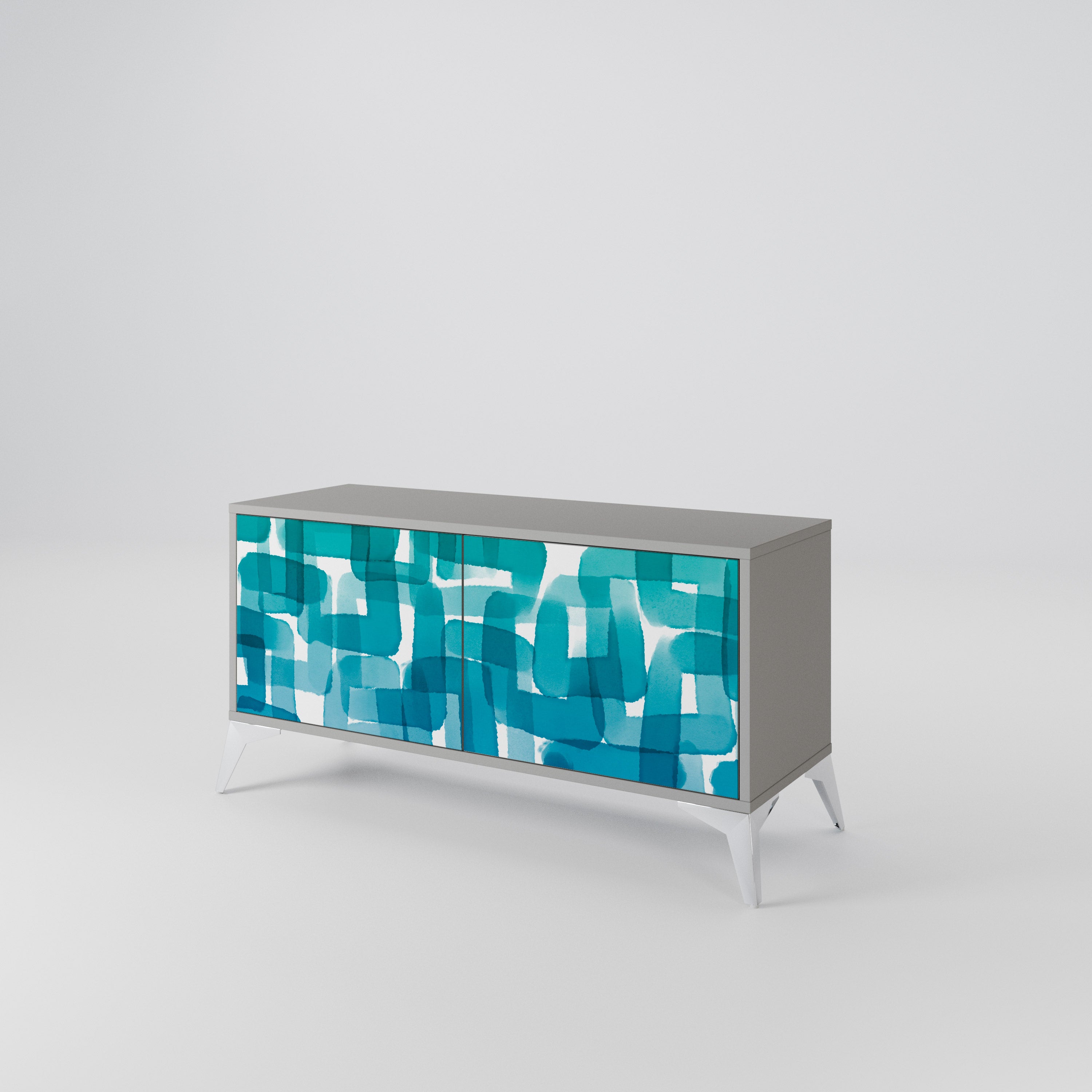TURQUOISE RECTANGLES Mueble de TV Compacto de 2 puertas
