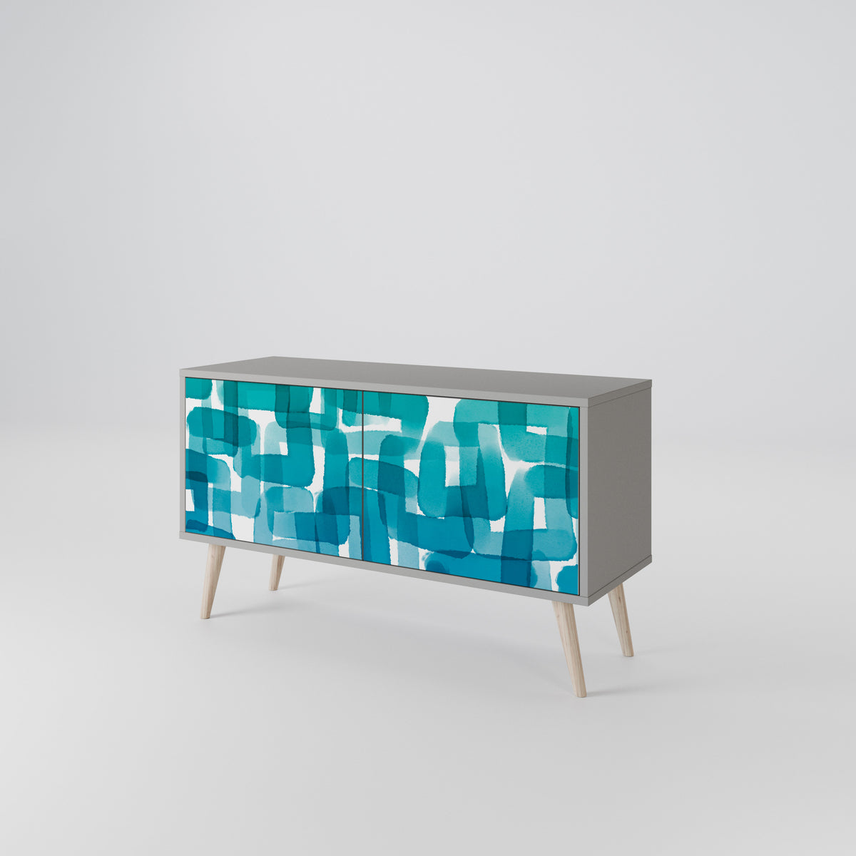 TURQUOISE RECTANGLES Mueble de TV Compacto de 2 puertas
