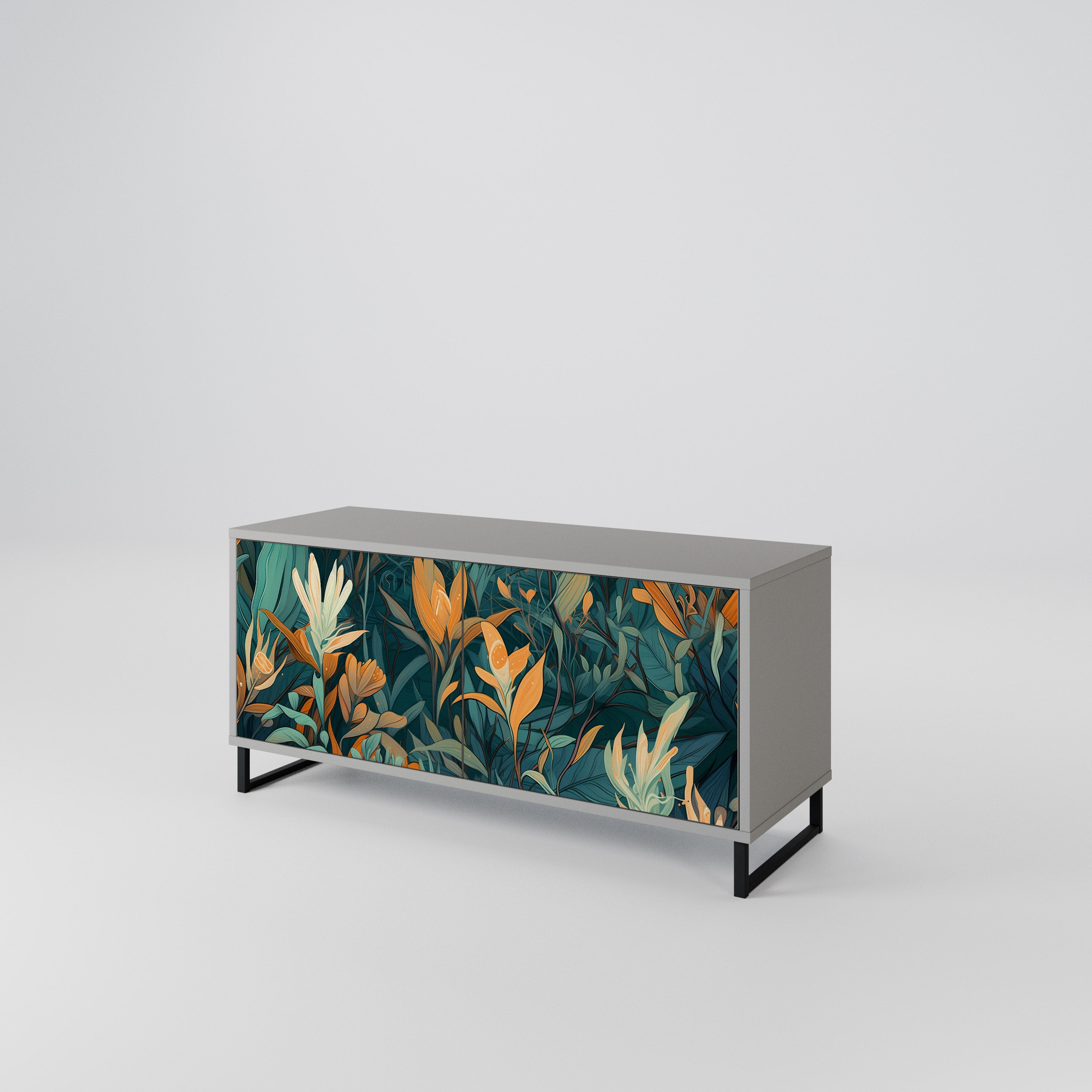FLORAL SERENITY Mueble de TV Compacto de 2 puertas