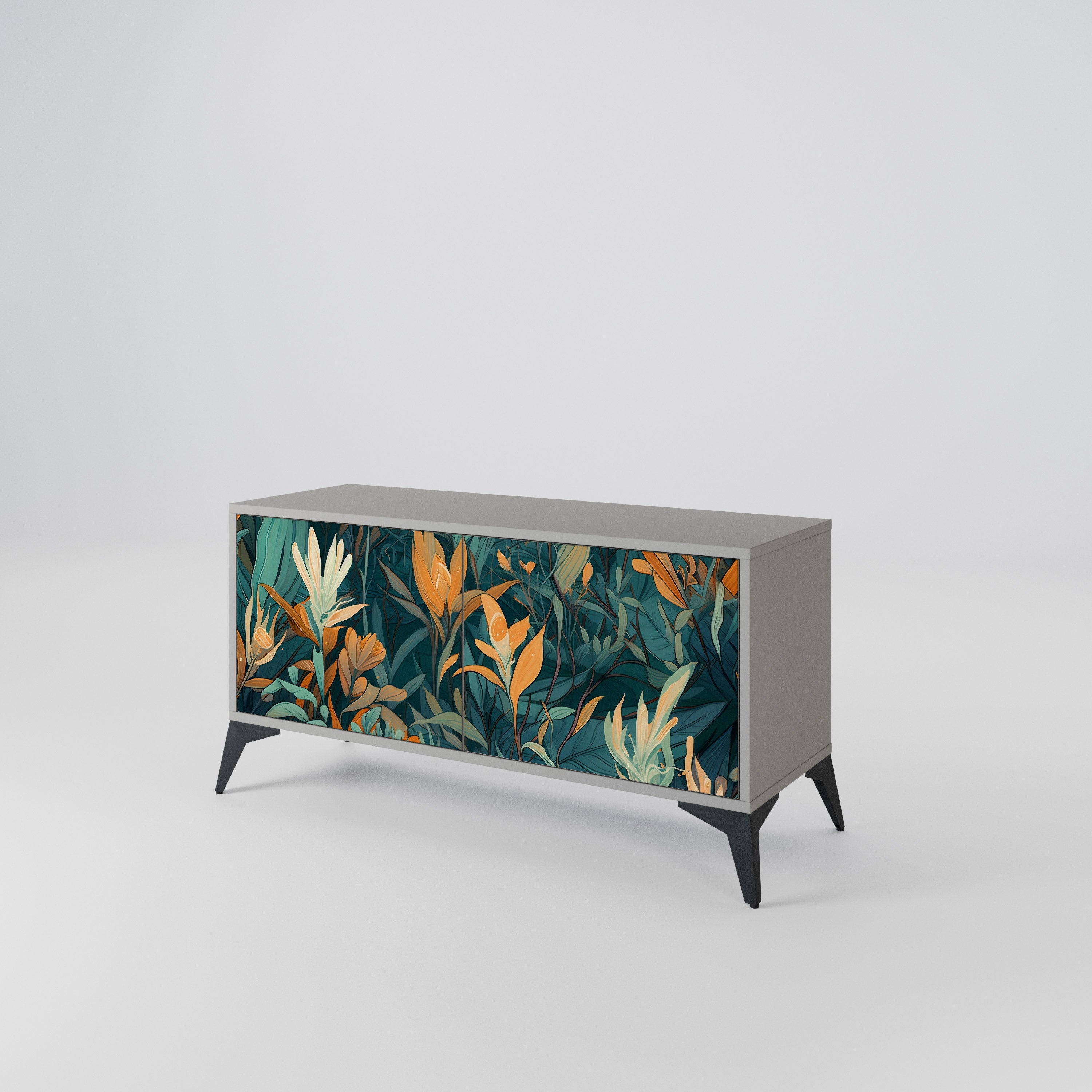 FLORAL SERENITY Mueble de TV Compacto de 2 puertas