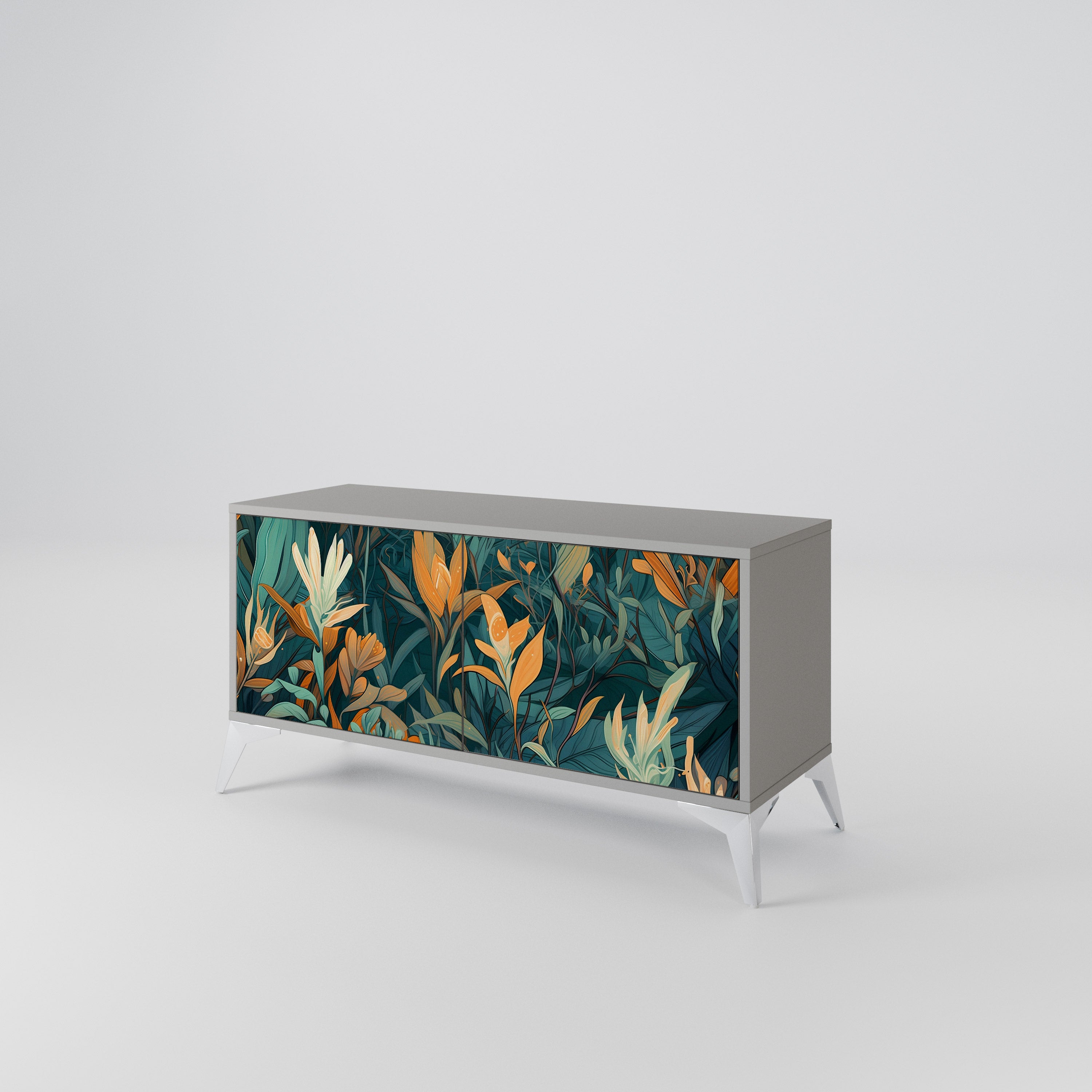 FLORAL SERENITY Mueble de TV Compacto de 2 puertas