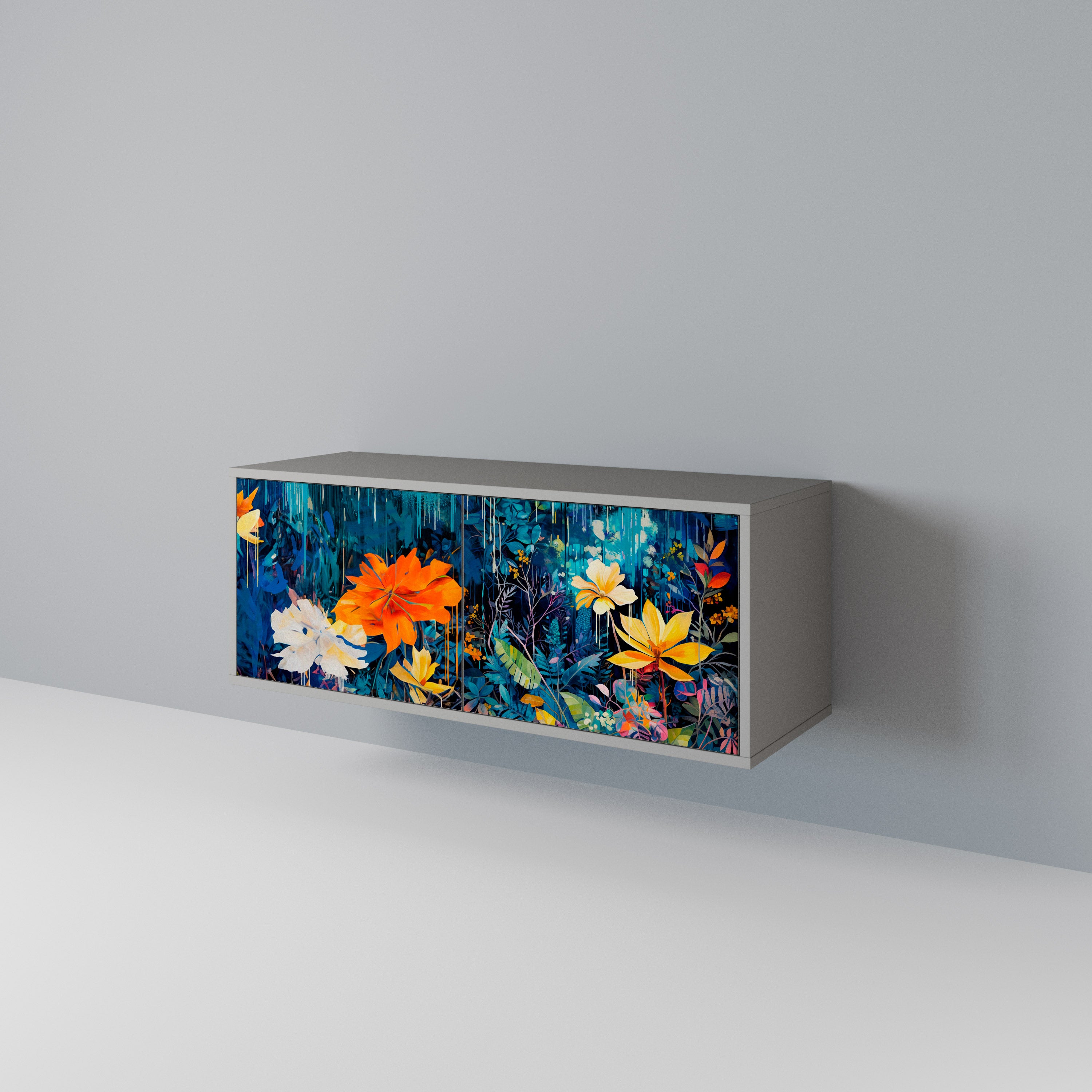 MIDNIGHT BLOSSOM Mueble de TV Compacto de 2 puertas