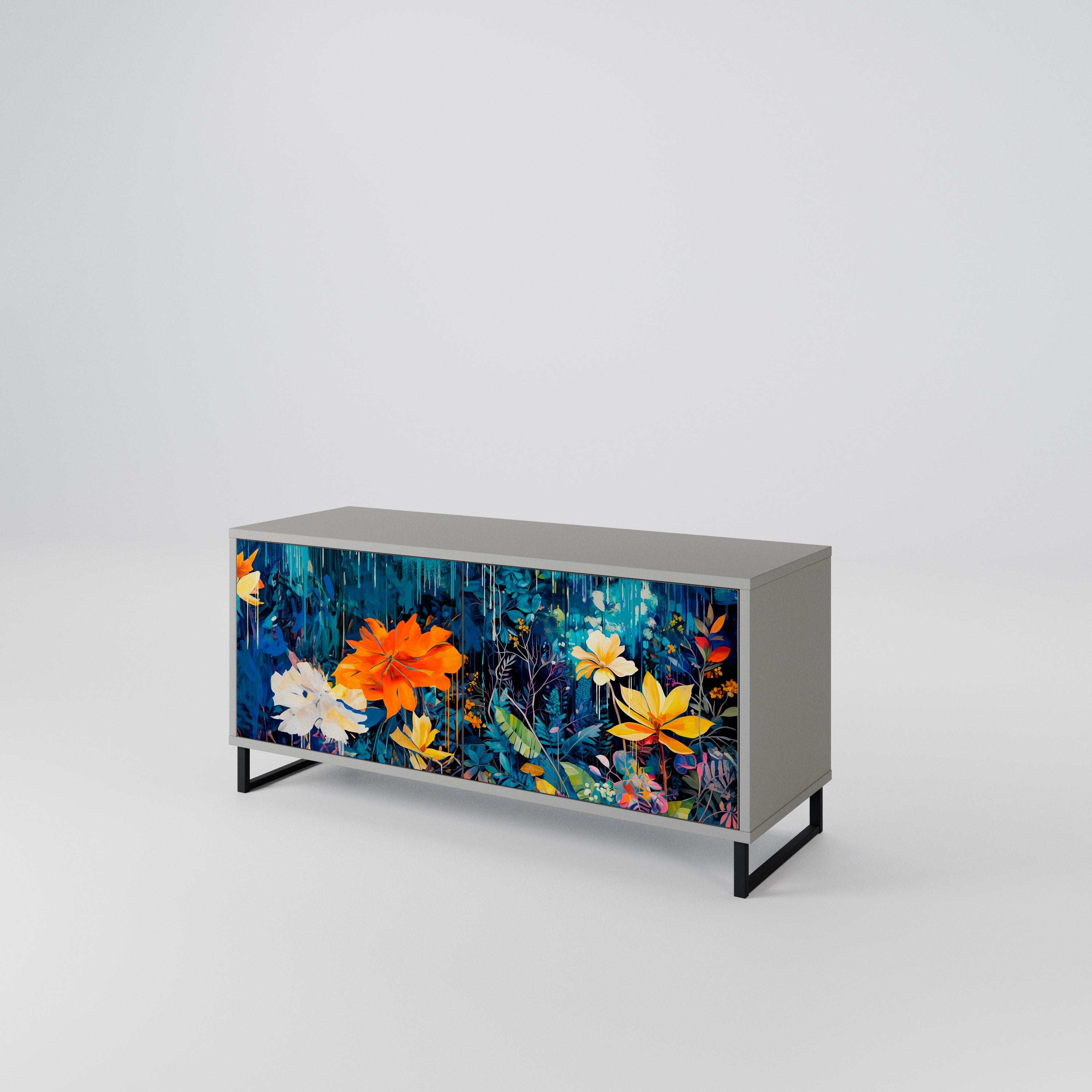 MIDNIGHT BLOSSOM Mueble de TV Compacto de 2 puertas