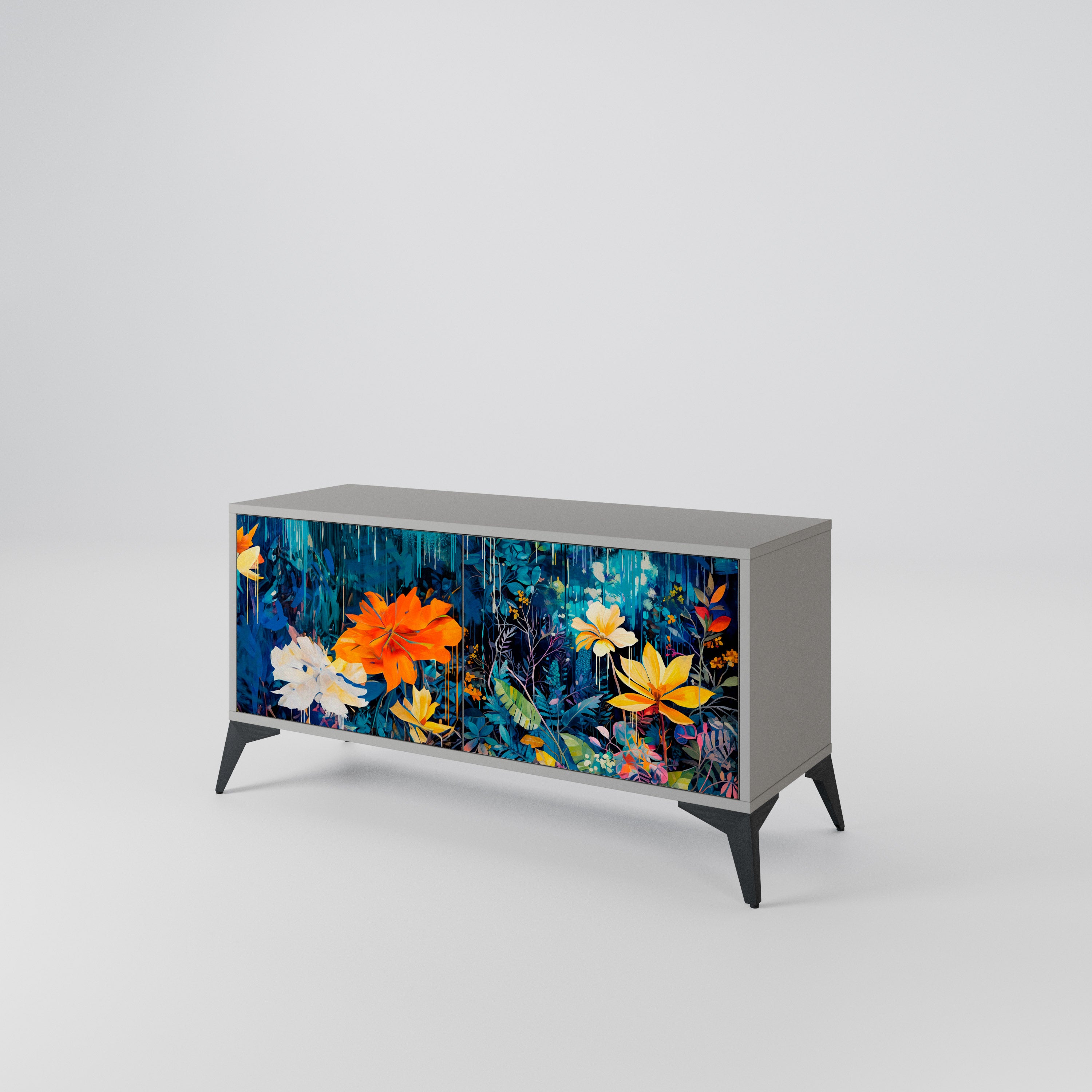 MIDNIGHT BLOSSOM Mueble de TV Compacto de 2 puertas