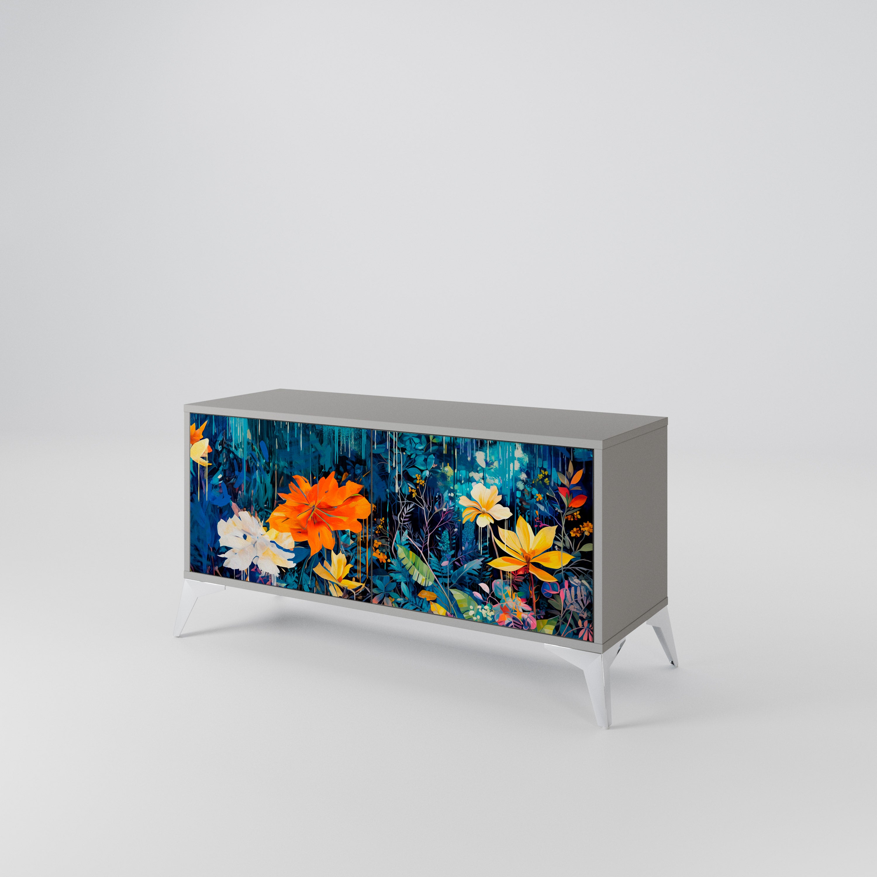 MIDNIGHT BLOSSOM Mueble de TV Compacto de 2 puertas