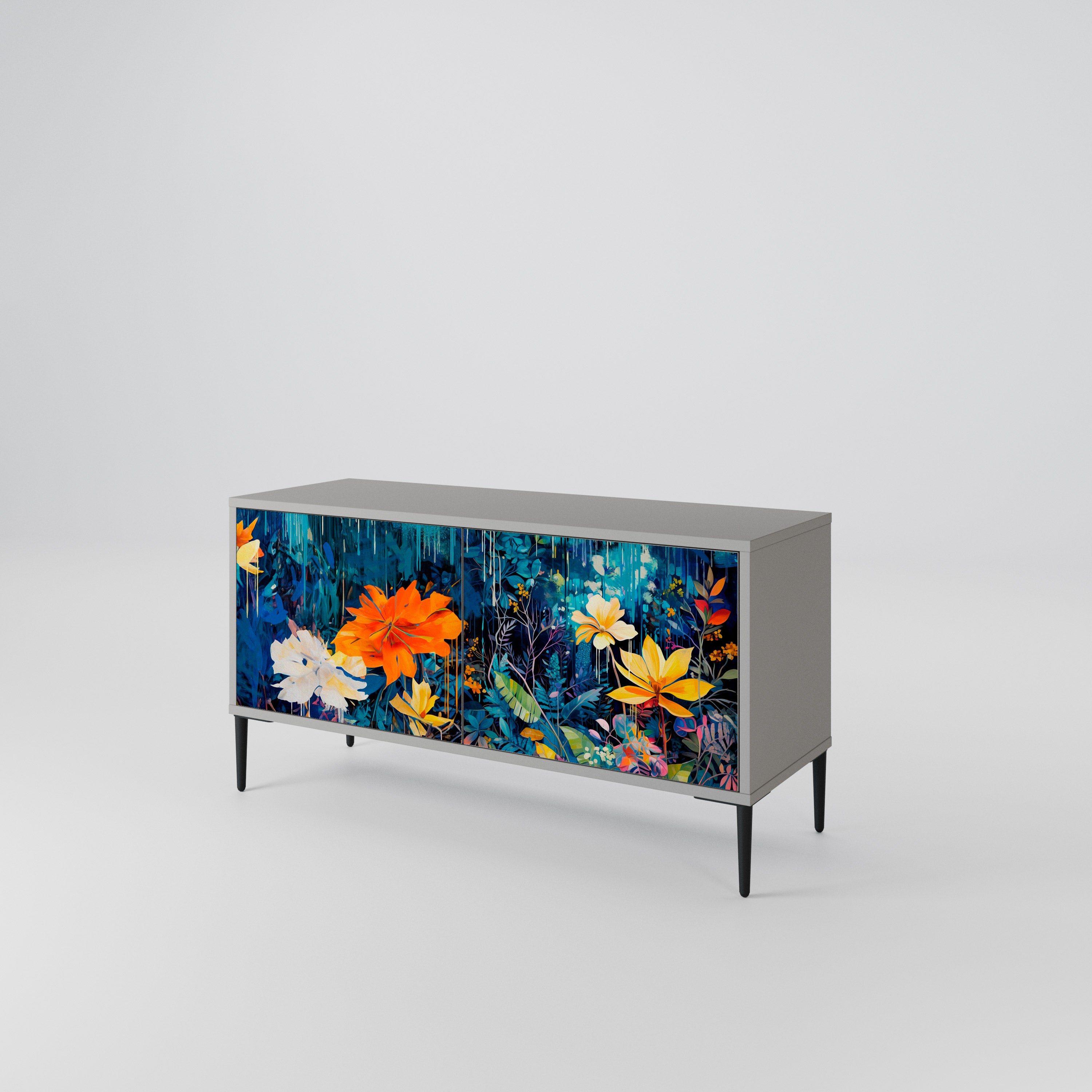 MIDNIGHT BLOSSOM Mueble de TV Compacto de 2 puertas