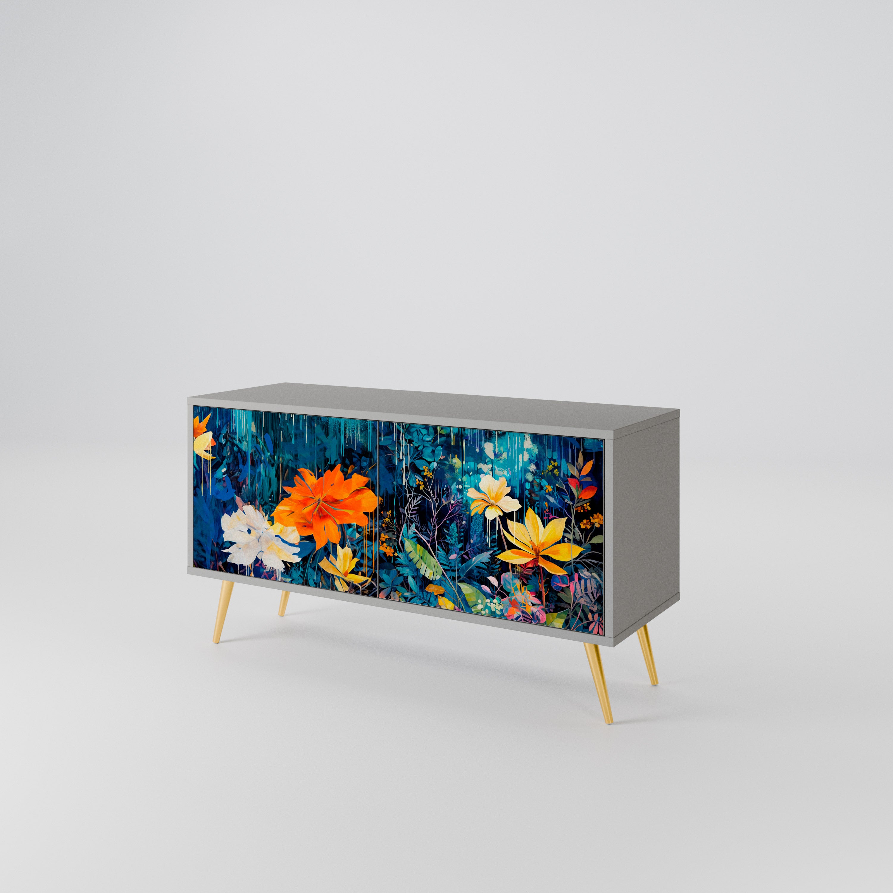 MIDNIGHT BLOSSOM Mueble de TV Compacto de 2 puertas
