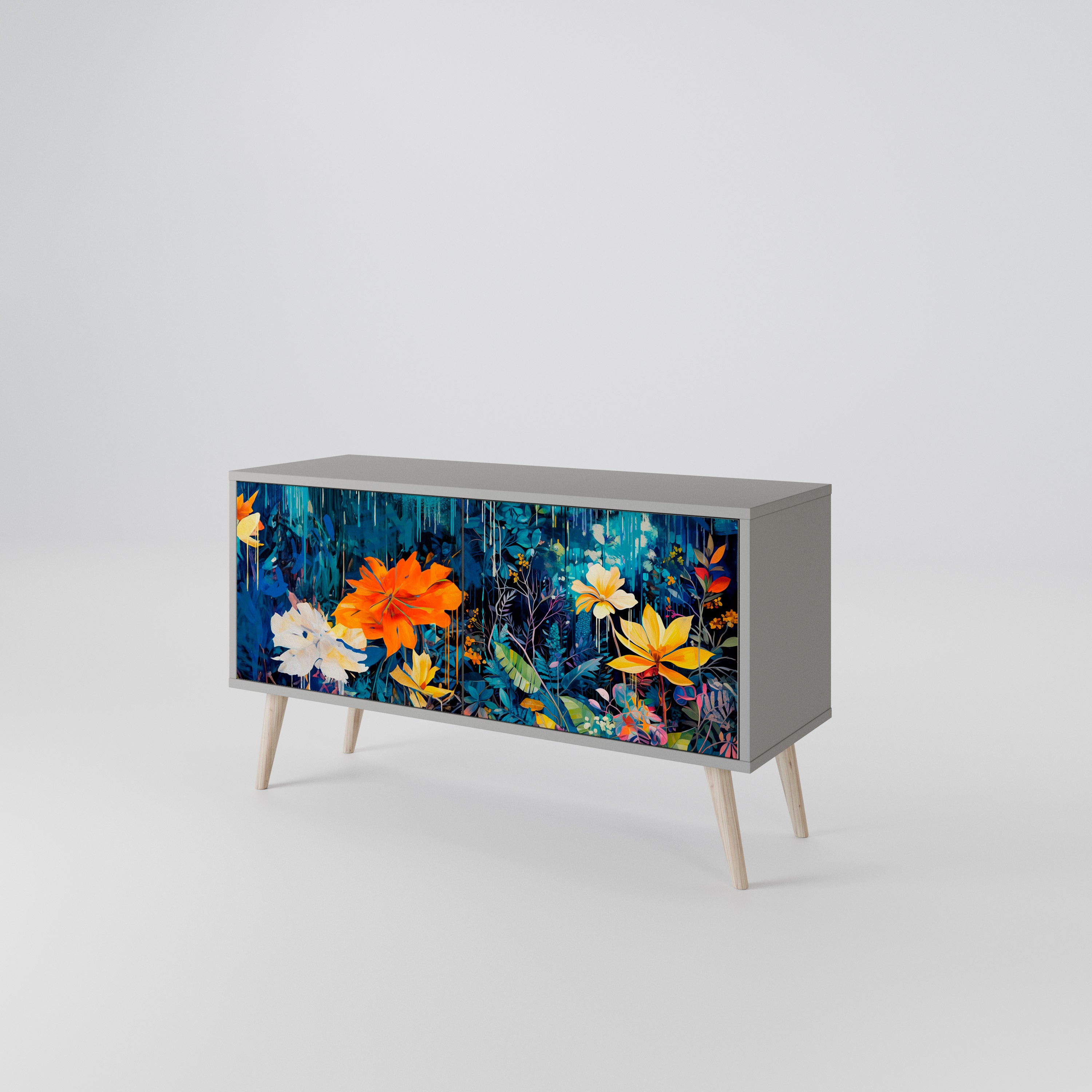 MIDNIGHT BLOSSOM Mueble de TV Compacto de 2 puertas