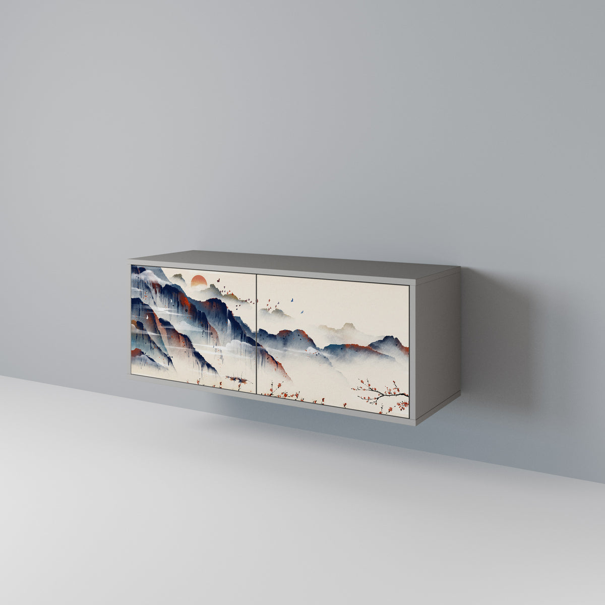 JAPANESE LANDSCAPE Compact 2-Door TV Cabinet
