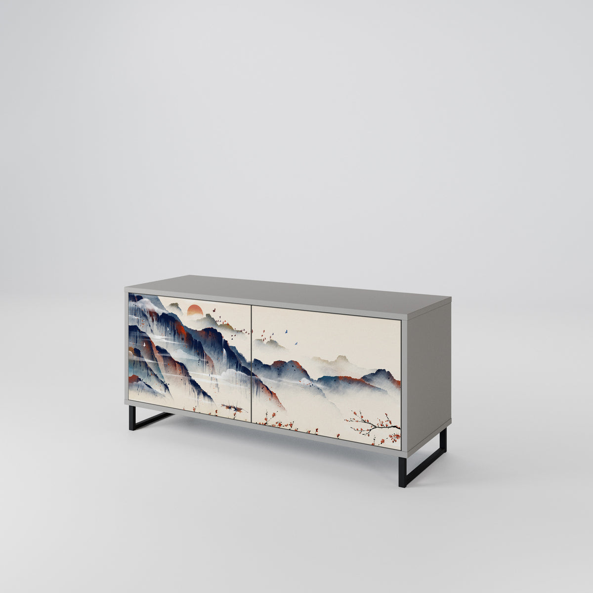 JAPANESE LANDSCAPE Mueble de TV Compacto de 2 puertas