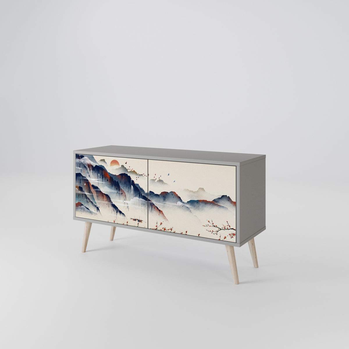 JAPANESE LANDSCAPE Mueble de TV Compacto de 2 puertas