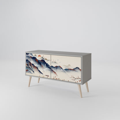 JAPANESE LANDSCAPE Compact 2-Door TV Cabinet