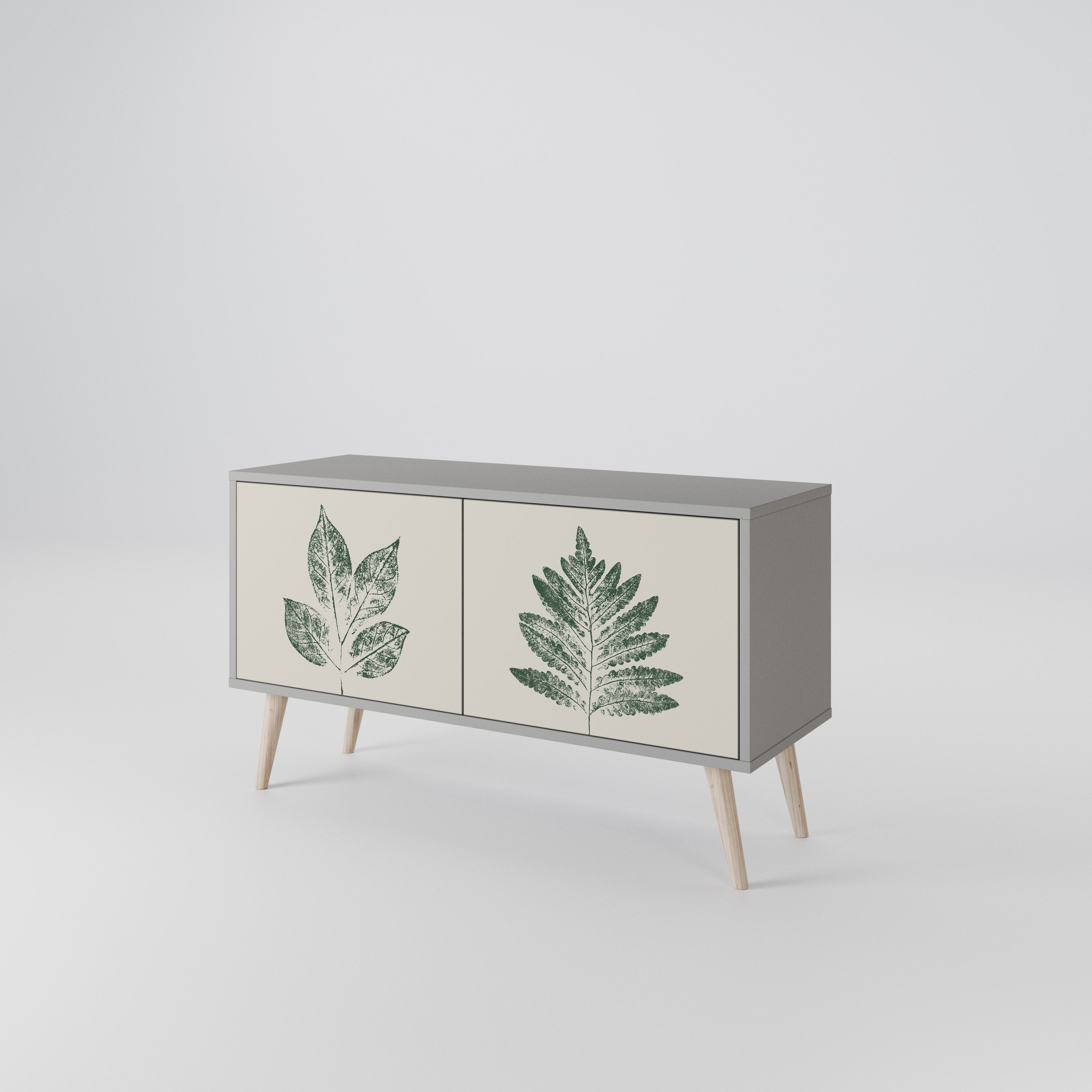 GREEN LEAFY STAMPS Compact 2-Door TV Cabinet
