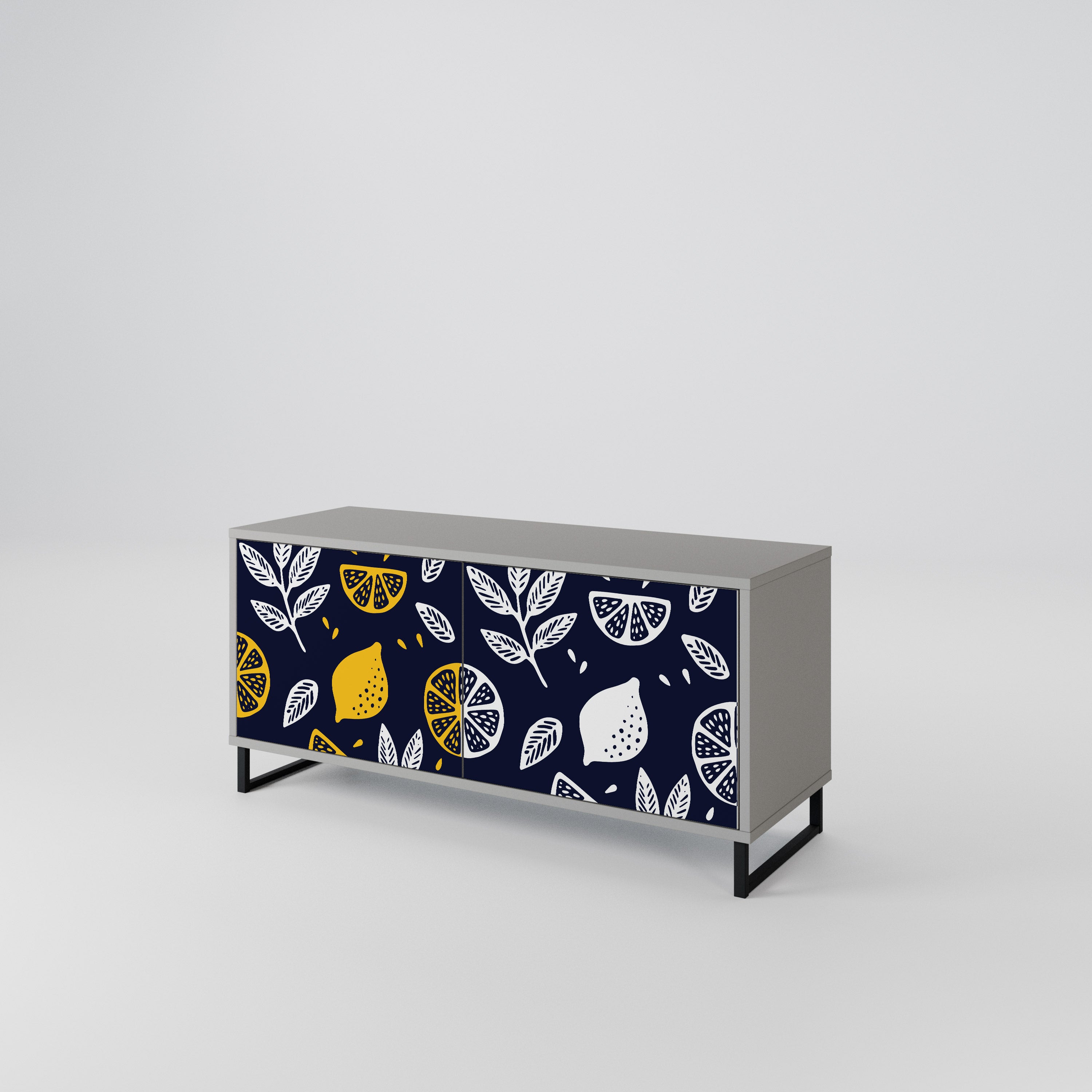 CITRUS BLACK AND WHITE Compact 2-Door TV Cabinet