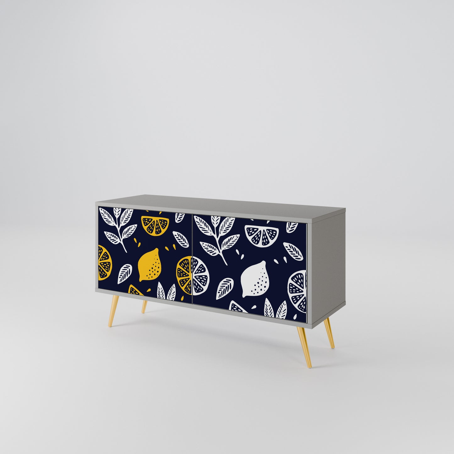 CITRUS BLACK AND WHITE Mueble de TV Compacto de 2 puertas