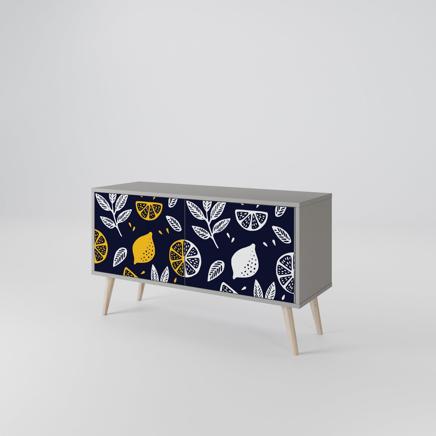 CITRUS BLACK AND WHITE Mueble de TV Compacto de 2 puertas