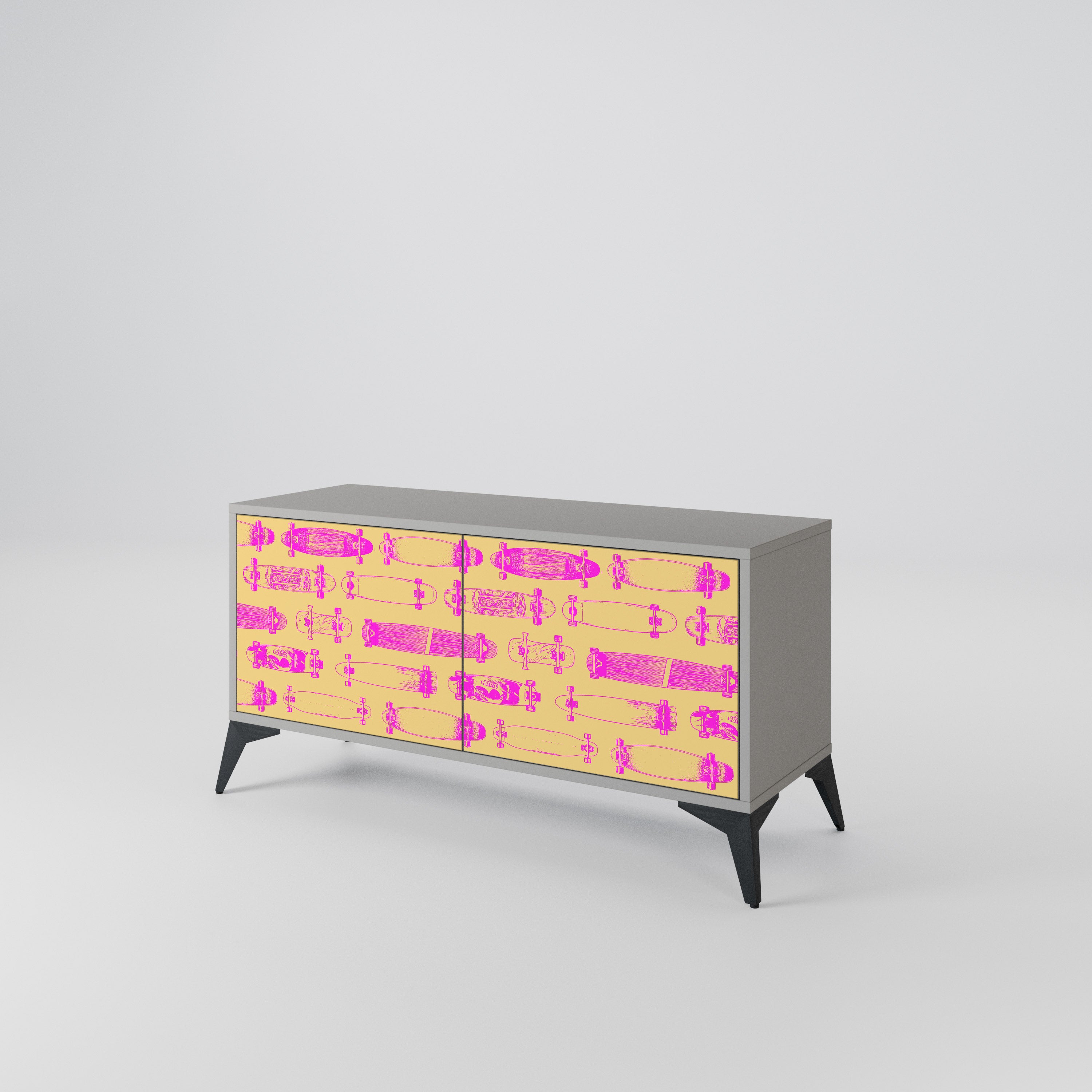 SKATEBOARD ARTISTRY Compact 2-Door TV Cabinet