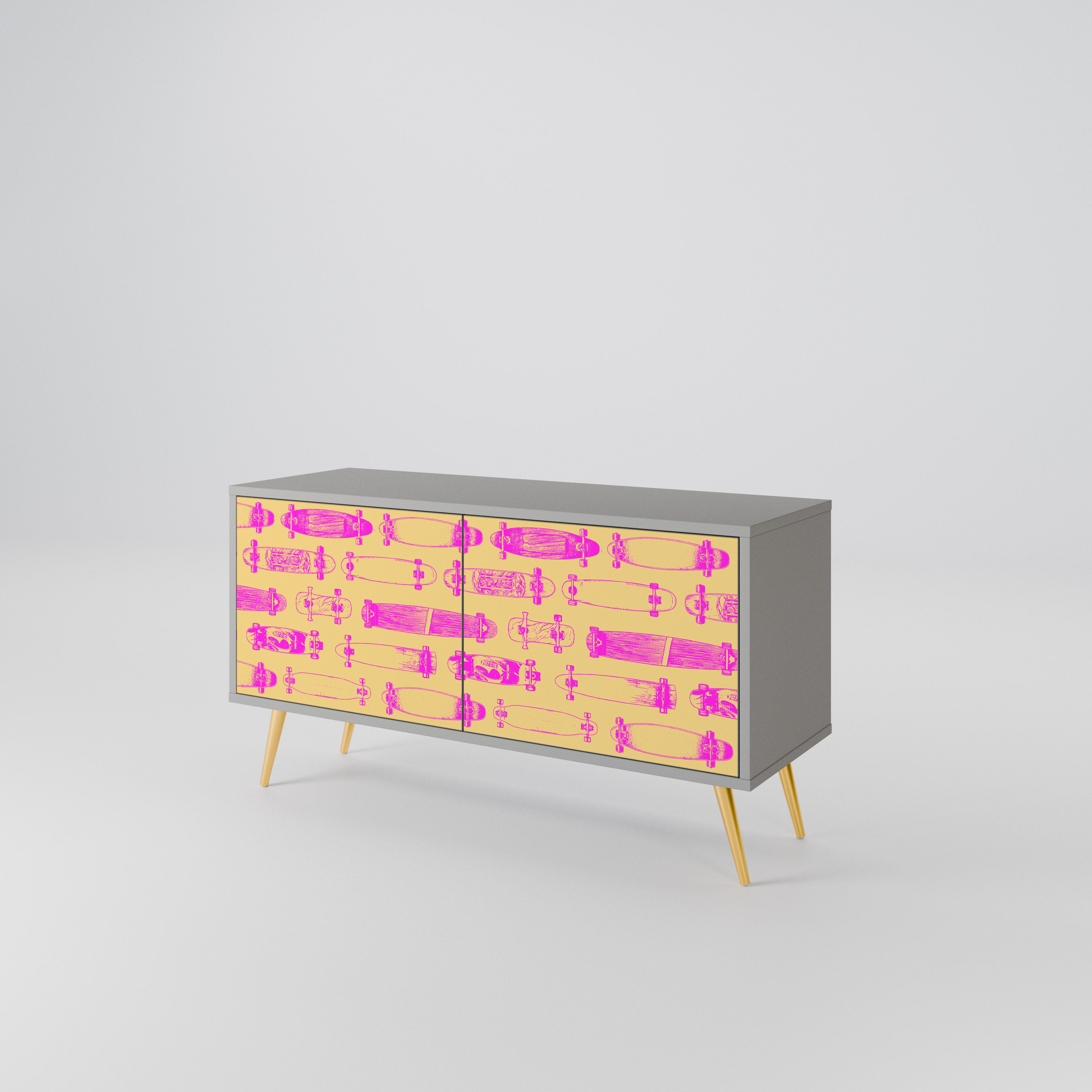 SKATEBOARD ARTISTRY Compact 2-Door TV Cabinet