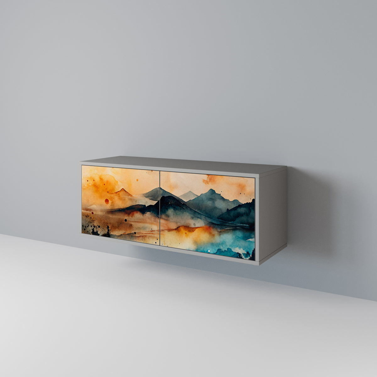 OMINOUS MOUNTAINS Mueble de TV Compacto de 2 puertas