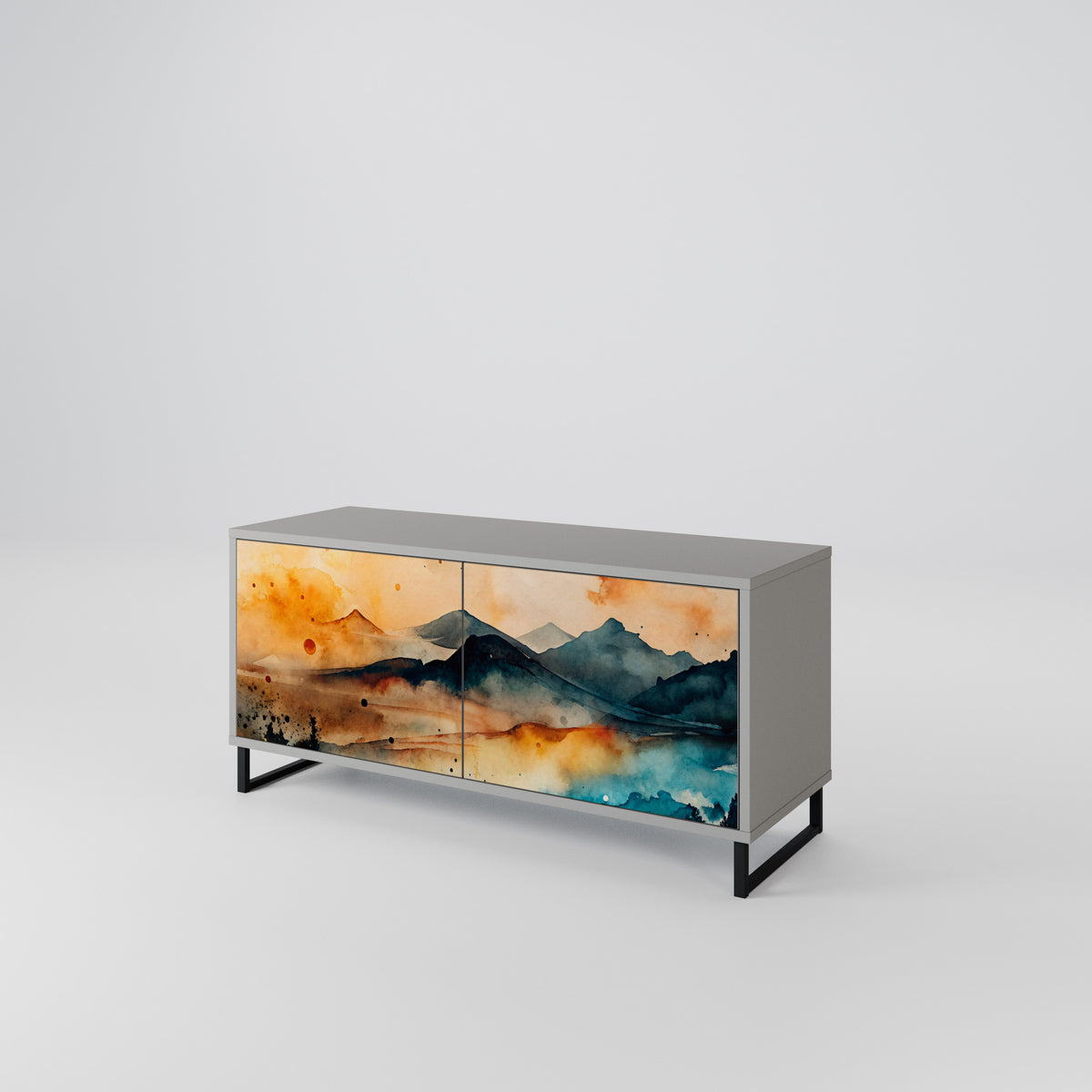 OMINOUS MOUNTAINS Mueble de TV Compacto de 2 puertas
