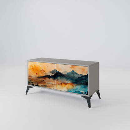 OMINOUS MOUNTAINS Mueble de TV Compacto de 2 puertas