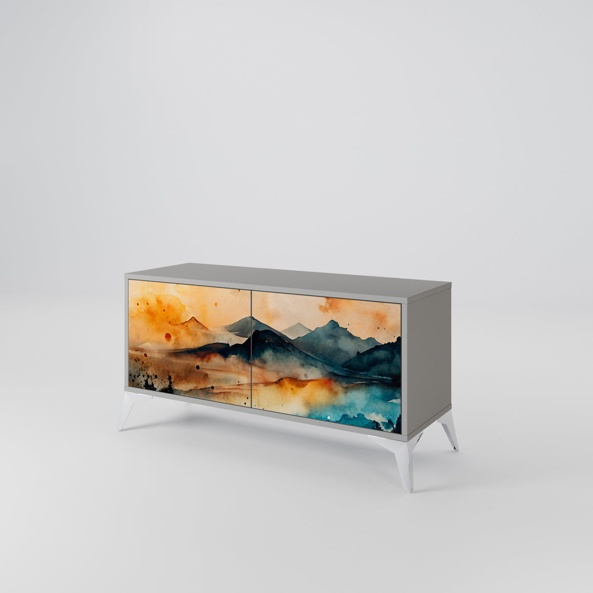 OMINOUS MOUNTAINS Mueble de TV Compacto de 2 puertas