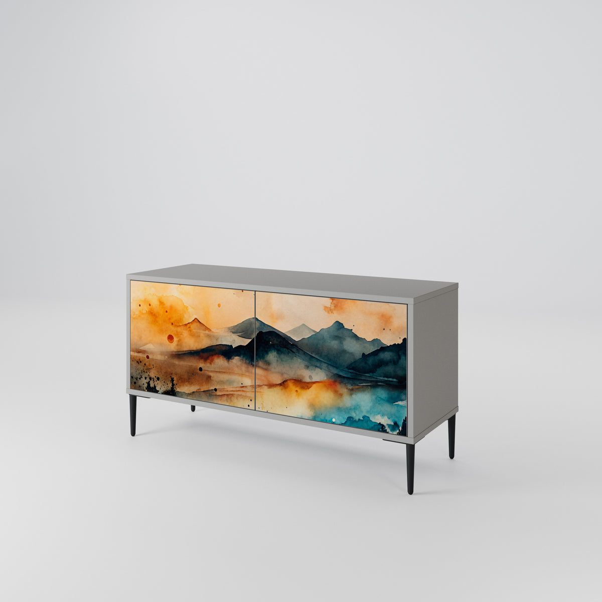 OMINOUS MOUNTAINS Mueble de TV Compacto de 2 puertas