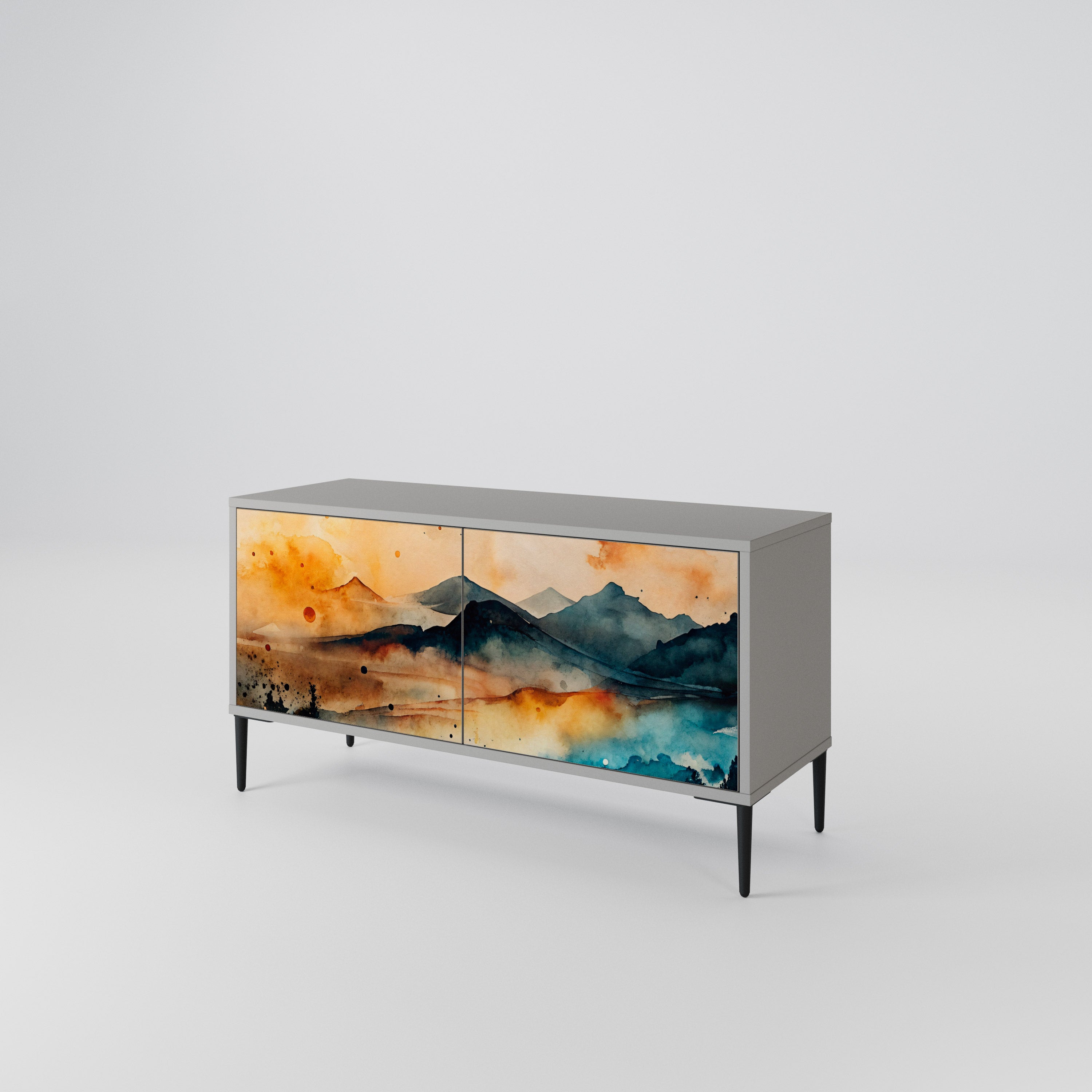 OMINOUS MOUNTAINS Compact 2-Door TV Cabinet