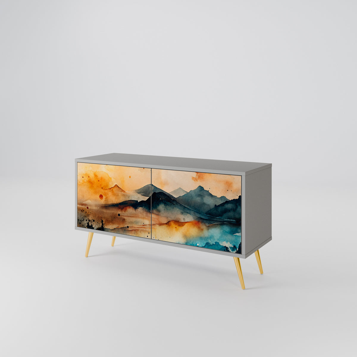 OMINOUS MOUNTAINS Mueble de TV Compacto de 2 puertas