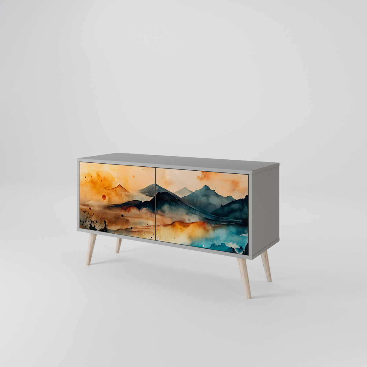 OMINOUS MOUNTAINS Mueble de TV Compacto de 2 puertas