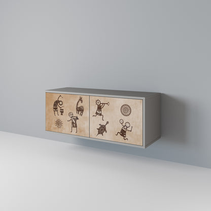 AFRICAN STYLE Mueble de TV Compacto de 2 puertas