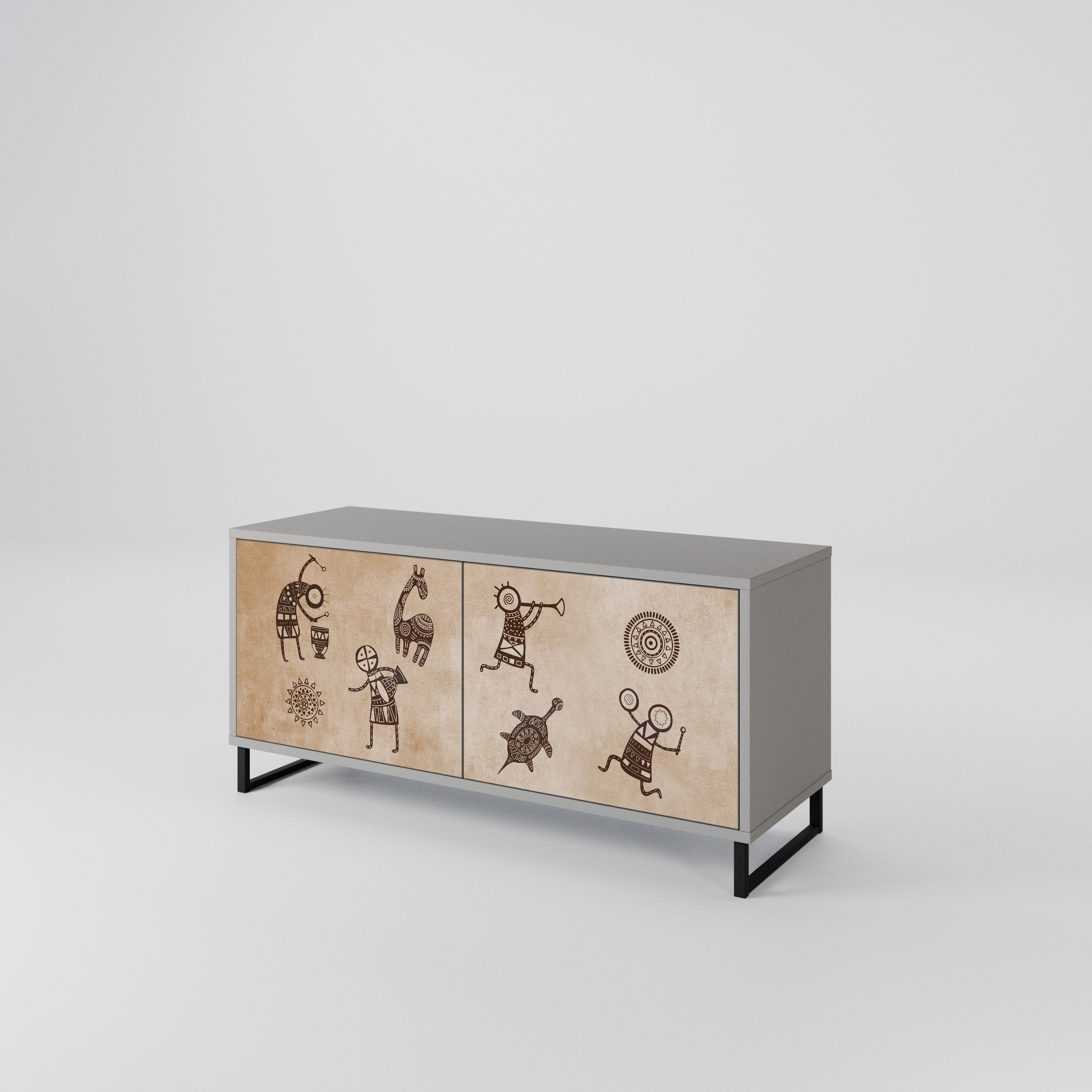 AFRICAN STYLE Compact 2-Door TV Cabinet
