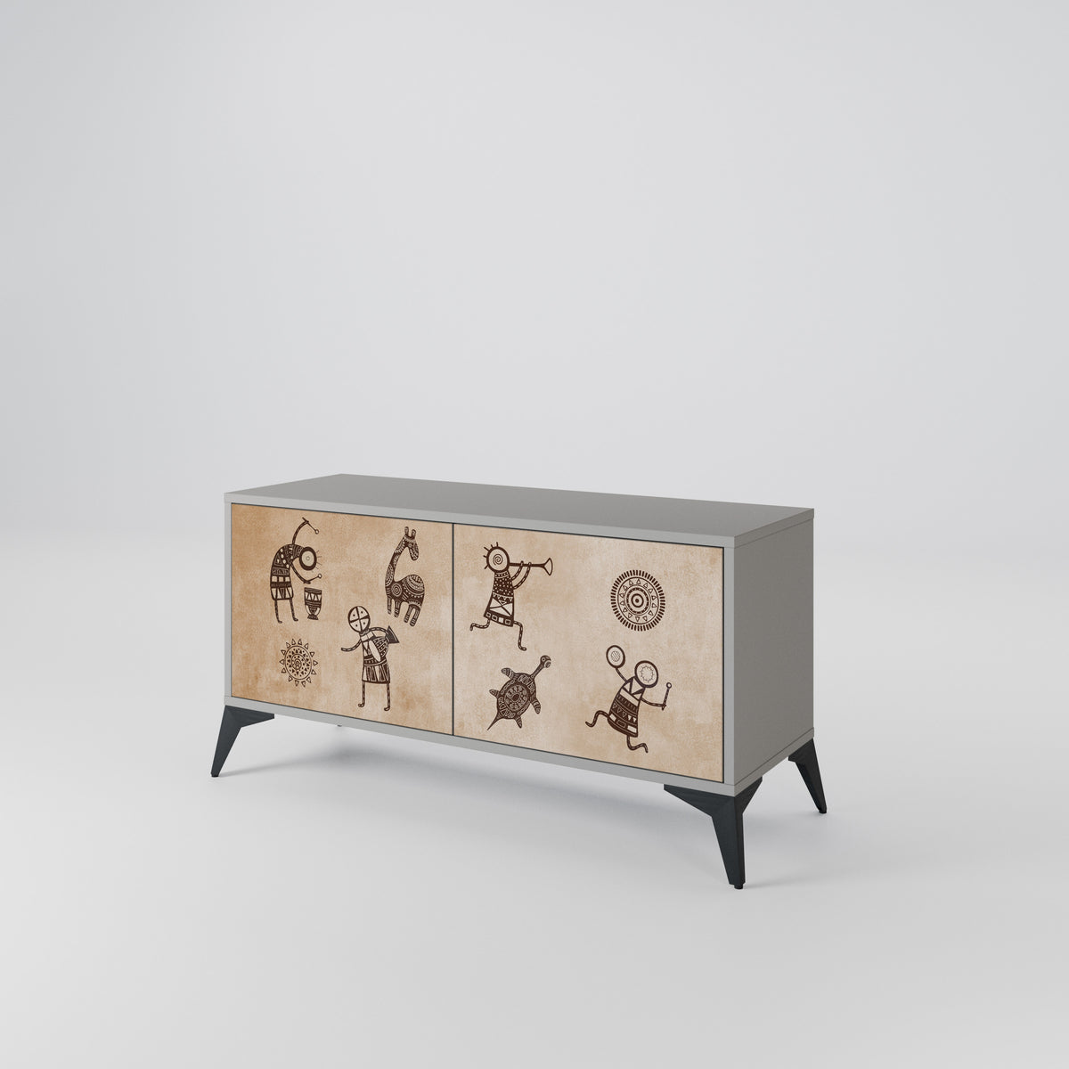 AFRICAN STYLE Mueble de TV Compacto de 2 puertas