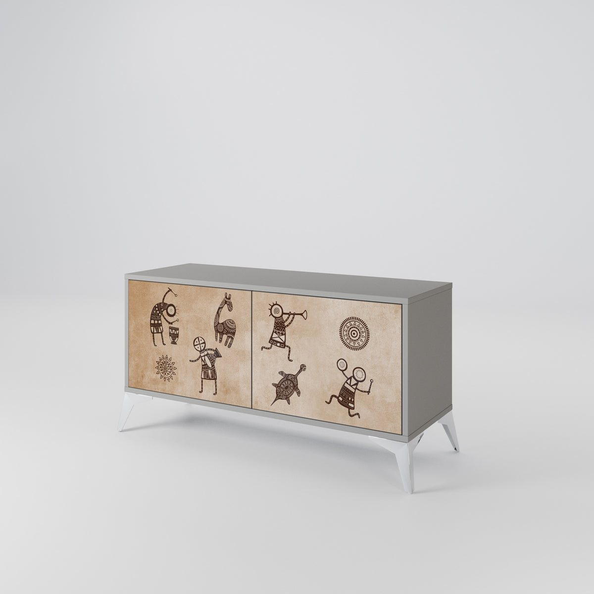 AFRICAN STYLE Mueble de TV Compacto de 2 puertas
