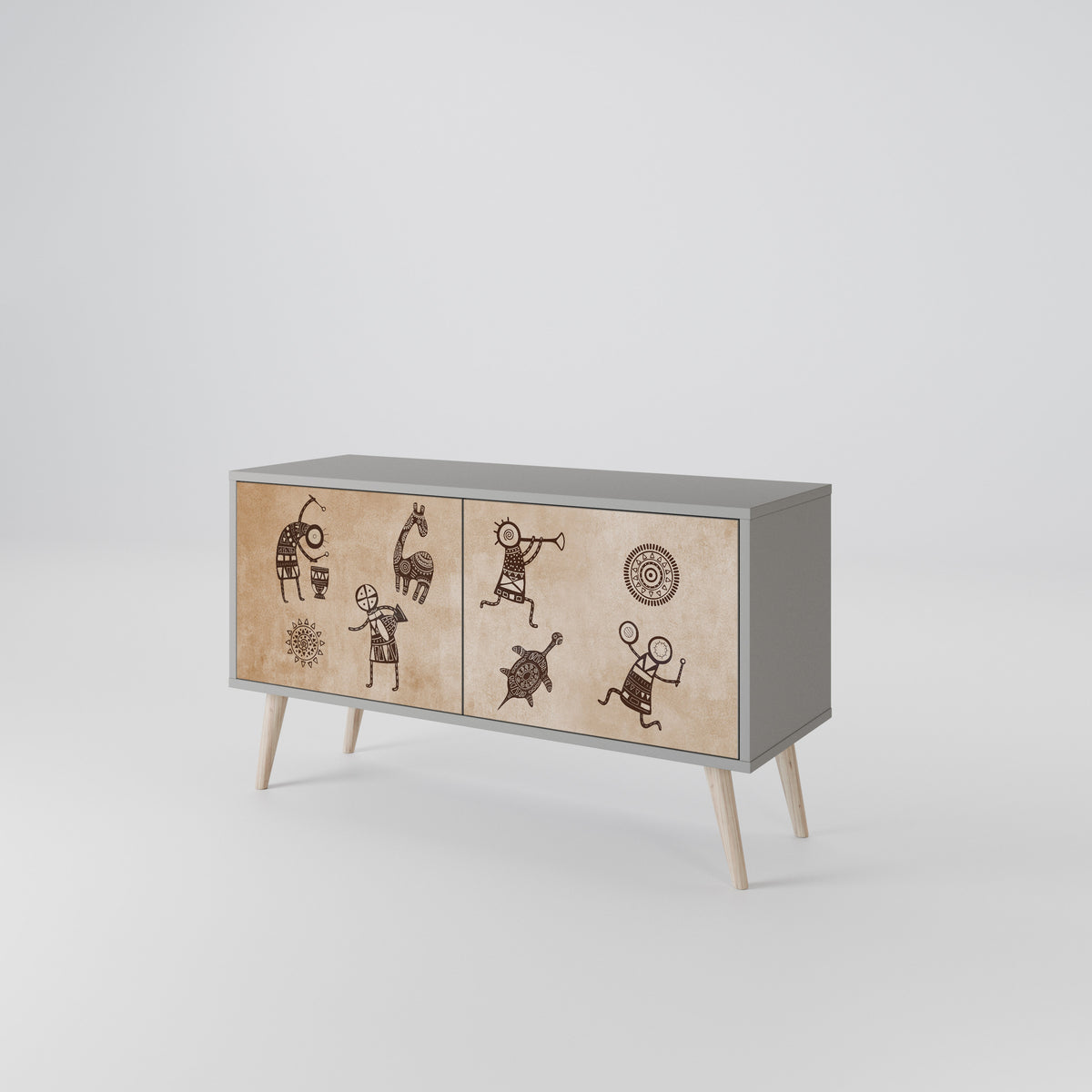 AFRICAN STYLE Mueble de TV Compacto de 2 puertas