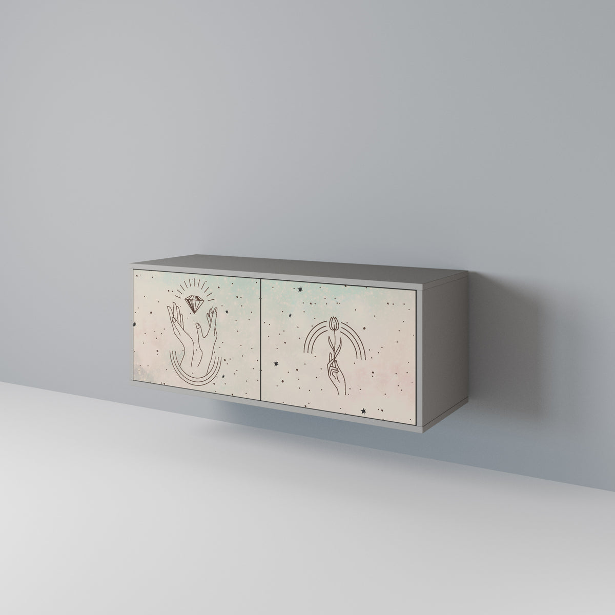 DELICATE BEAUTY Mueble de TV Compacto de 2 puertas