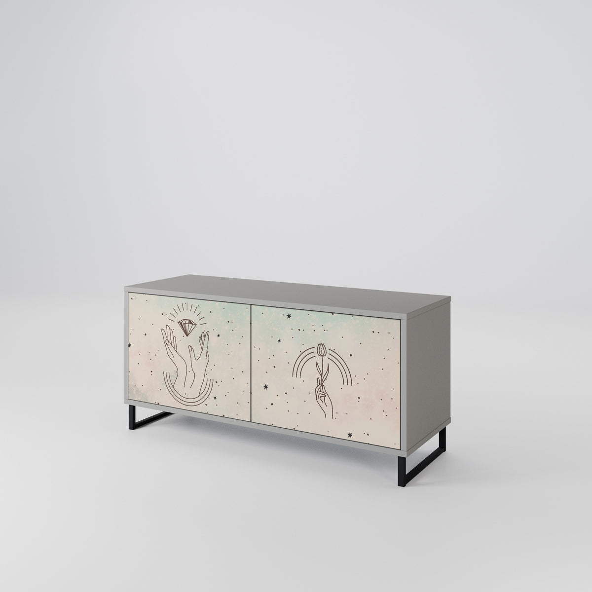 DELICATE BEAUTY Mueble de TV Compacto de 2 puertas