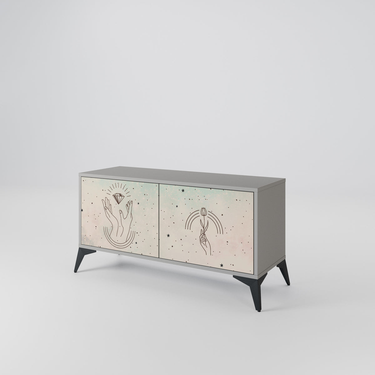 DELICATE BEAUTY Mueble de TV Compacto de 2 puertas