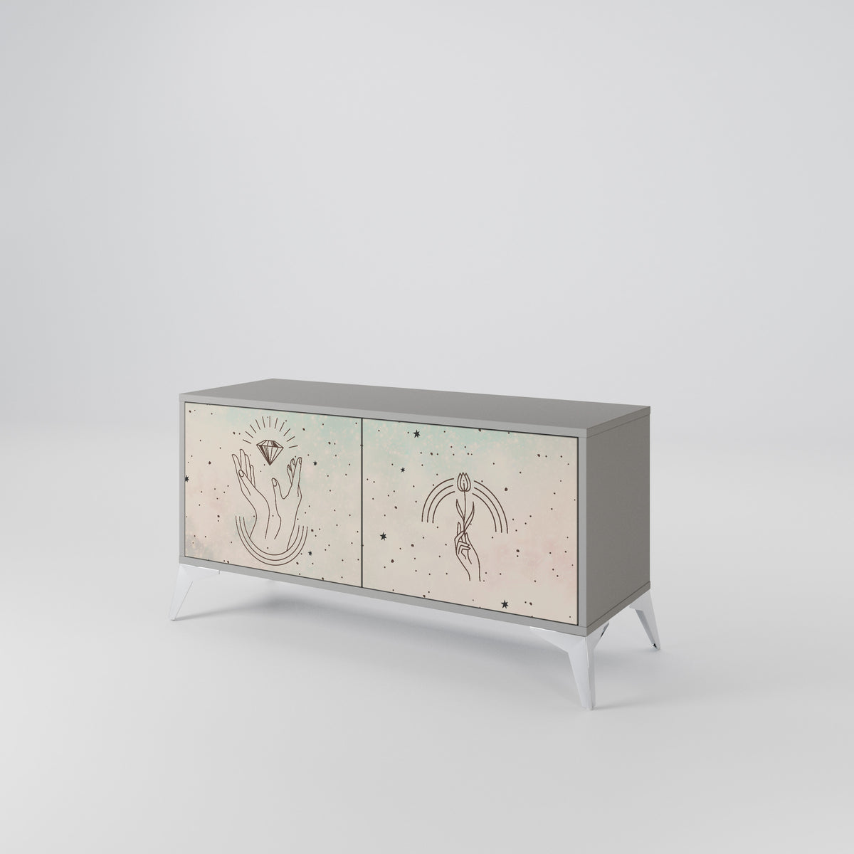 DELICATE BEAUTY Mueble de TV Compacto de 2 puertas