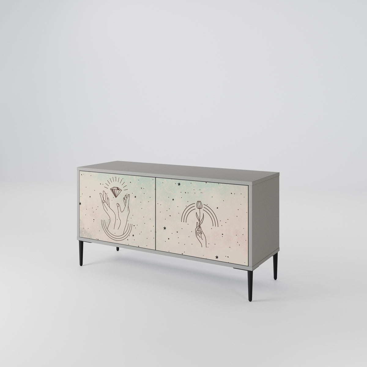 DELICATE BEAUTY Mueble de TV Compacto de 2 puertas