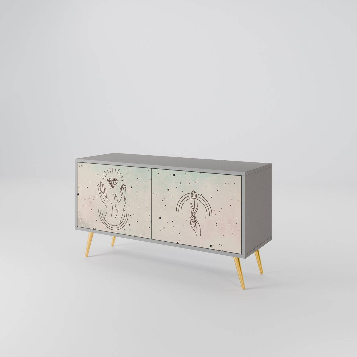 DELICATE BEAUTY Mueble de TV Compacto de 2 puertas