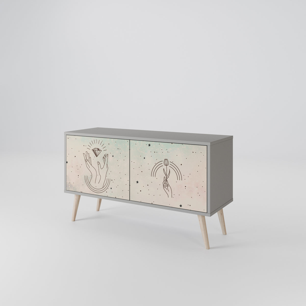 DELICATE BEAUTY Mueble de TV Compacto de 2 puertas