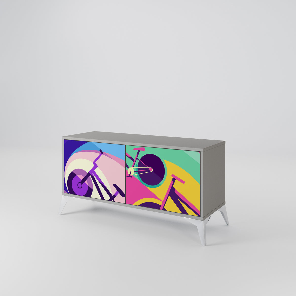 BIKE DREAMS Mueble de TV Compacto de 2 puertas