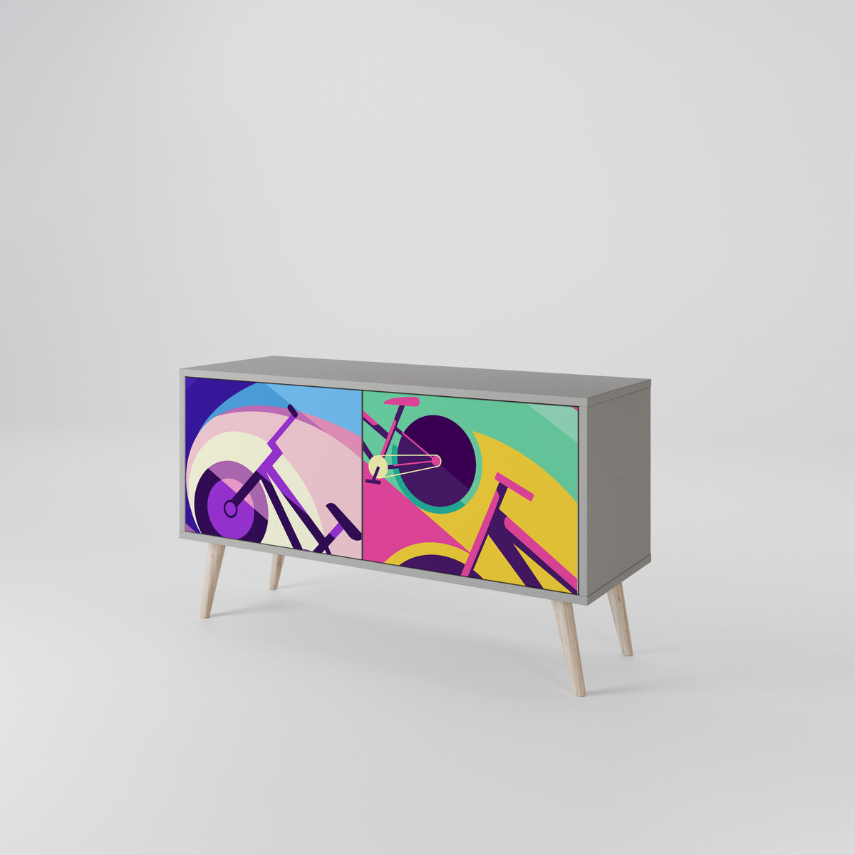 BIKE DREAMS Mueble de TV Compacto de 2 puertas